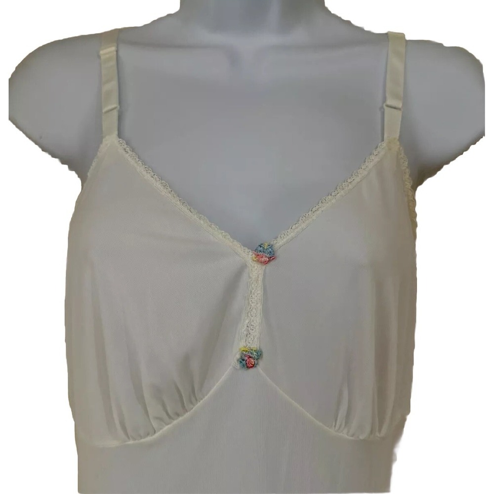 Vintage Camelot White Maxi Lace Slip Nightgown Size 36 Romance